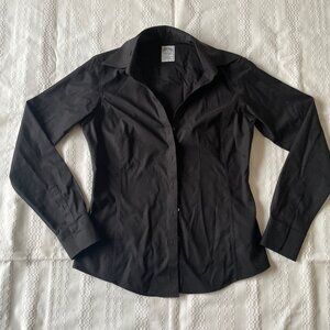 Brooks Brothers Fitted Black Long-Sleeve Button-Up Shirt Preppy Office